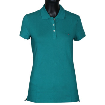 Tommy Hilfiger dámské polo tričko s krátkým rukávem tmavě zelené