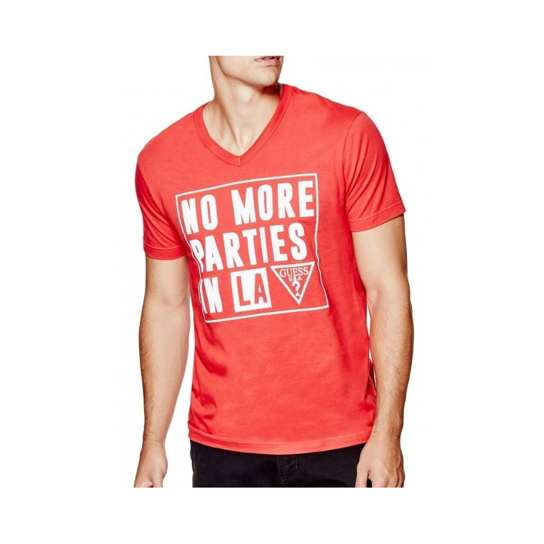 Guess pánské tričko Daxus Slogan červené