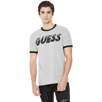 Guess pánské tričko Raffe Logo Ringer šedé