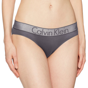 Calvin Klein kalhotky klasické bikini šedé, široký lem 