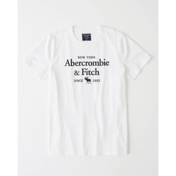 Abercrombie & Fitch pánské tričko logo print bílé 
