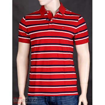 Tommy Hilfiger pánské polo tričko CF stripe red multi