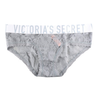 Victorias secret klasické kalhotky bikini krajkové šedé 3913-6V3