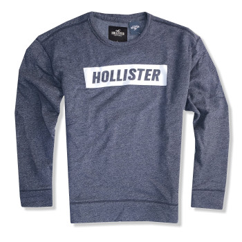 Hollister pánská mikina s dlouuhým rukávem Logo Print modrá