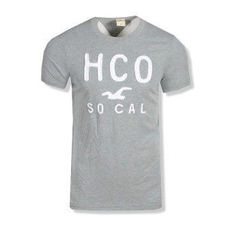 Hollister pánské tričko šedé Print Logo grey