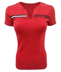 Tommy Hilfiger dámské tričko Iconic stripe červené split 179-611