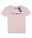 Tommy Hilfiger dámské tričko Logo print krátké se širokým střihem růžové