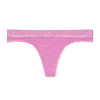 Victorias Secret tanga bavlněné kalhotky Stretch Logo brand Orchid Pink