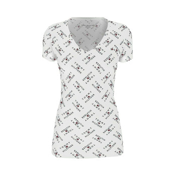 Tommy Hilfiger dámské tričko v-neck Brand bílé