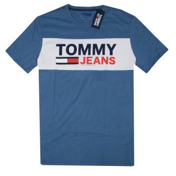 Tommy Hilfiger pánské tričko s krátkým rukávem Essentia Wide Logo light blue