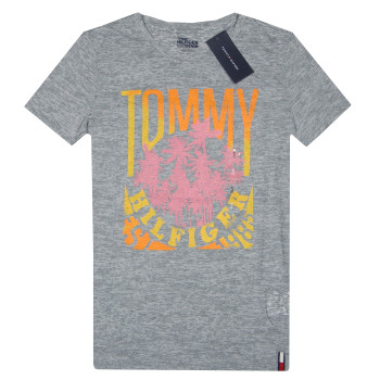 Tommy Hilfiger dámské tričko Graphics Essential Crew šedé