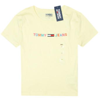 Tommy Hilfiger dámské tričko s krátkým rukávem kratší široké Logo yellow
