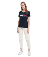 Tommy Hilfiger dámské tričko Iconic stripe logo tmavé